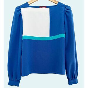 Vintage SASSON 1980s 1990s Colorblock Top Blouse Shirt Size Small